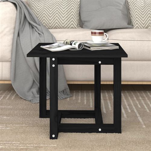 VIDAXL - Table basse - Bois massif de pin - Noir - 50x50x45 cm - Image 3