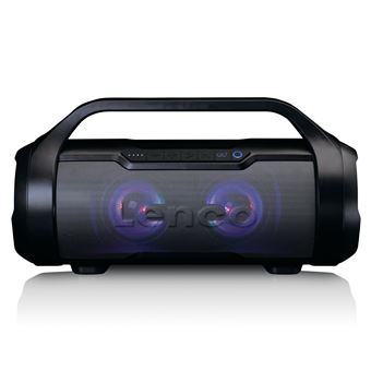 Haut parleur Bluetooth résistant aux éclaboussures avec RADIO FM, USB, SD et lumières de fête noir SPR-070BK lenco - 1