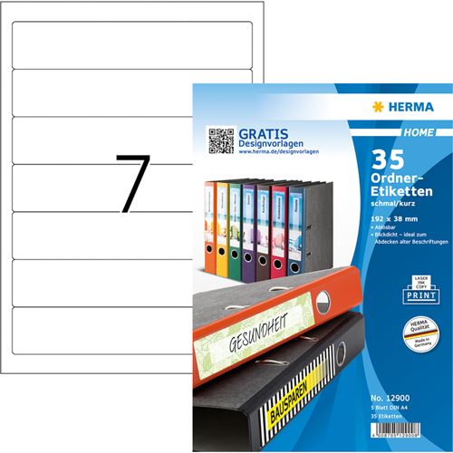 HERMA HOME Etiquette dos de classeur, 192 x 38 mm, blanc