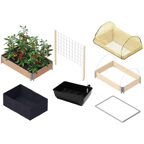 Upyard - Kit carré potager avec accessoires Gardenbox 120 x 80 cm marron