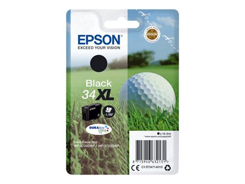 Epson 34XL - 16.3 ml - XL - noir - original - blister - cartouche d'encre - pour WorkForce Pro WF-3720, WF-3720DWF, WF-3725DWF