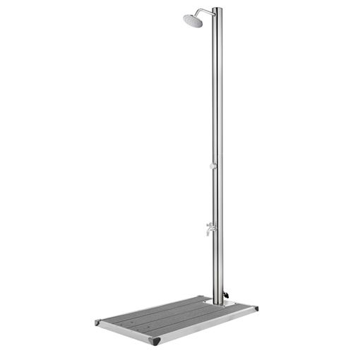 Doccia Da Giardino Con Base Grigia 220 Cm In Acciaio Inox Vidaxl