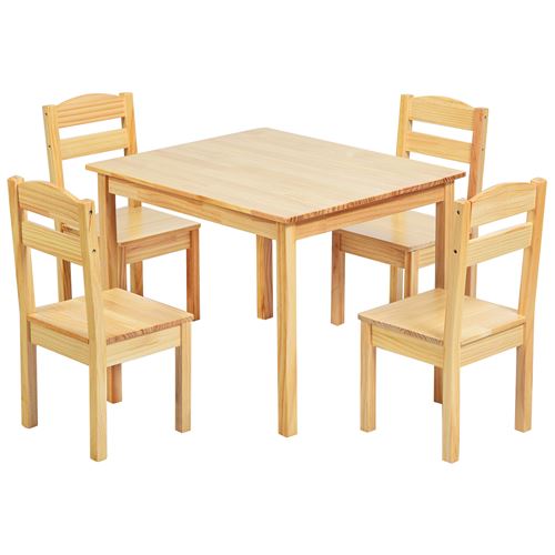 ensemble table et 4 chaises pour enfants giantex naturel meubles pour activités en bois pour tout-petits, pour repas, dessin, lecture