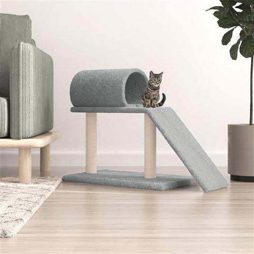 vidaXL Arbres à chat avec tunnel et échelle gris clair 55,5 cm