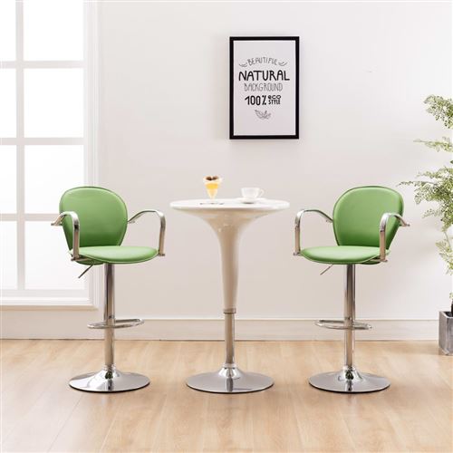 vidaXL Tabourets de bar avec accoudoir 2 pcs Vert Similicuir