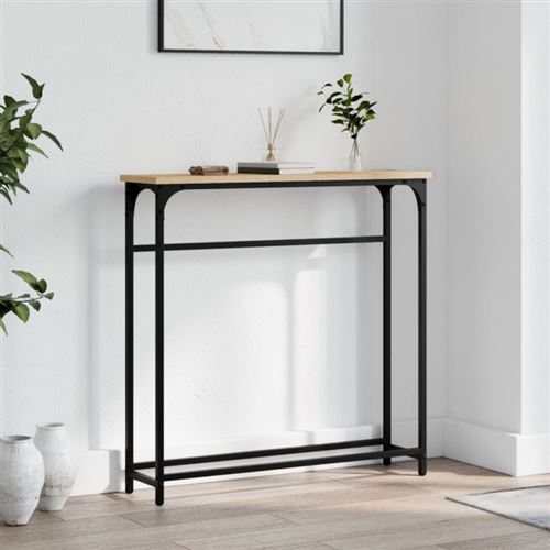 Table console chêne sonoma 75x19,5x75 cm bois d ingénierie