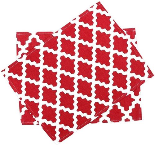 Penguin Home® 100% Coton Sets de Table 6-Pièce Set, Motif Rouge