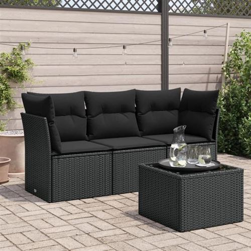 Non Communiqué Noir Salon De Jardin Modulable Vidaxl Resine Tressee 4 Pieces X 179 X 69 3 Personnes