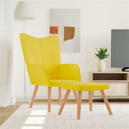 vidaXL Relaxstoel met voetenbank tissu mosterdjaune