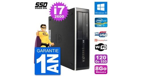 Pc hp 8200 elite sff intel i7-2600 ram 8go ssd 120go windows 10 wifi