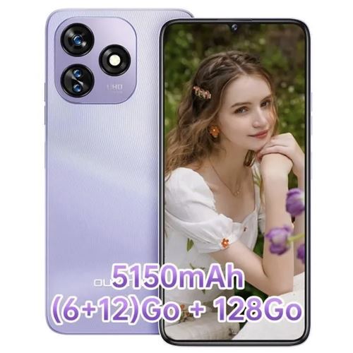 OUKITEL C51 Smartphone 6.8 pouces 18GO(6+12) 128GO Octa Core Android 13 Dual sim 4G 5150mAh-VIOLET