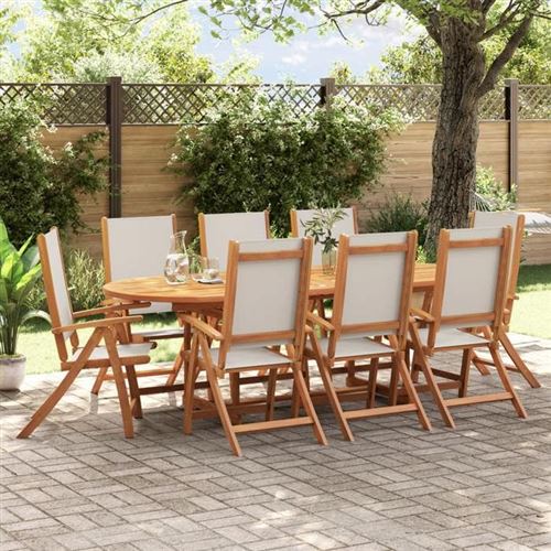 Vidaxl Chaises Pliables De Jardin - 8 Pcs - Acacia Et Textilène - Image 3