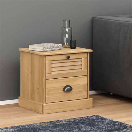 Vidaxl Table De Chevet Vigo 42X35x42 Cm Bois De Pin Massif - Image 3