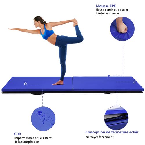 Tapis de gymnastique yoga pilates fitness pliable portable grand