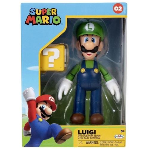 Figurine - JAKKS PACIFIC - Super Mario Bros : Luigi + Bloc ? - 10 cm