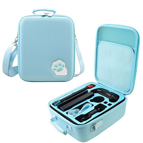Sac de rangement pour NS Switch/Switch OLED FONGWAN Griffe de Chat Housse de Transport - bleu