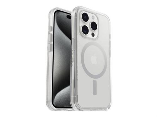 OtterBox Symmetry Series - Coque de protection pour téléphone portable - pour MagSafe - polycarbonate, caoutchouc synthétique - clair - pour Apple iPhone 15 Pro