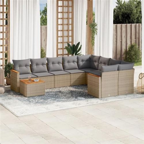Non Communiqué Or Salon De Jardin Modulable Vidaxl Rotin Beige 10 Pieces X 61.5 X 69 9 Personnes