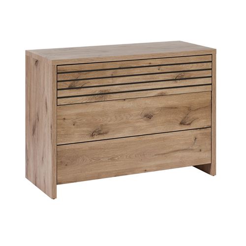 Commode 3 tiroirs NIKITA aspect bois et noir