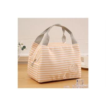 Sac à lunch portable thermique isolé en toile froide rayures - multicolore - 1