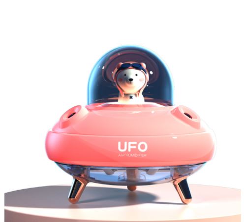 Humidificateur d'air UFO Mini Veilleuse FONGWAN Rechargeable pour Bébé - Rose 400ml