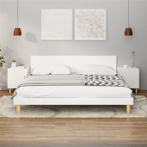 Tables de chevet 2 pcs Blanc Bois d ingénierie