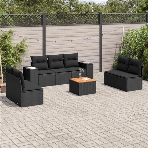 Non Communiqué Noir Salon De Jardin Modulable Vidaxl Resine Tressee 8 Pieces 7 Personnes 62 X 55 X 69 Cm