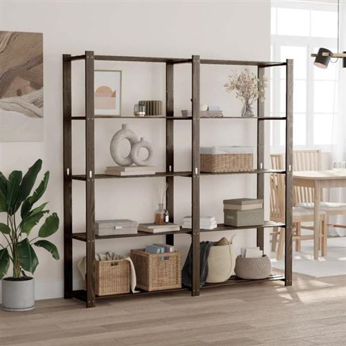 VIDAXL - Étagère de Rangement - 5 Niveaux - Bois de Pin - 170x38x170 cm - Noir - Image 2