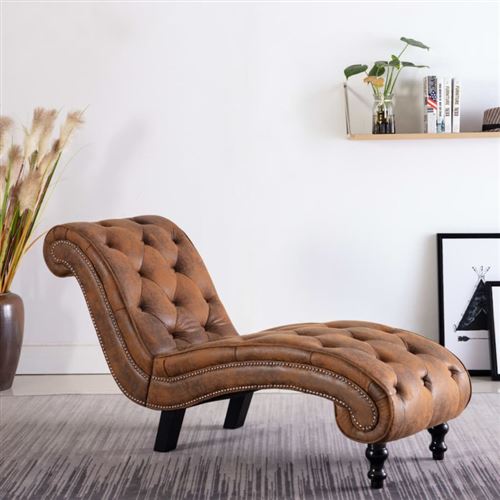 Vidaxl Marron Chaise Longue Similicuir Daim