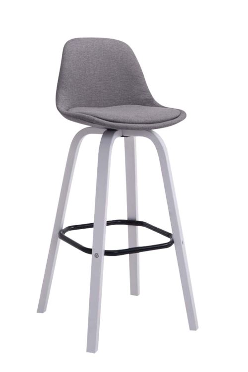 Tabouret de bar Avika tissu , Gris/Blanc