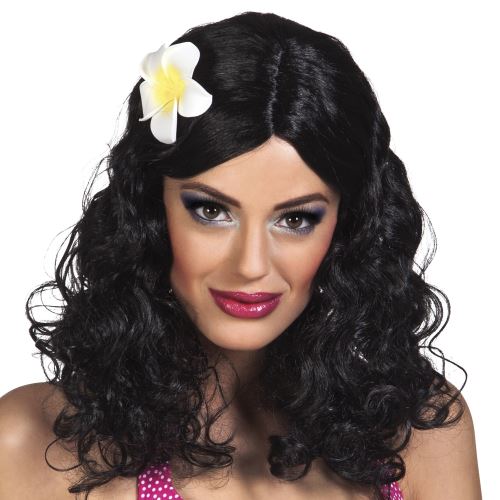 Boland perruque Leilani avec fleur dames noires