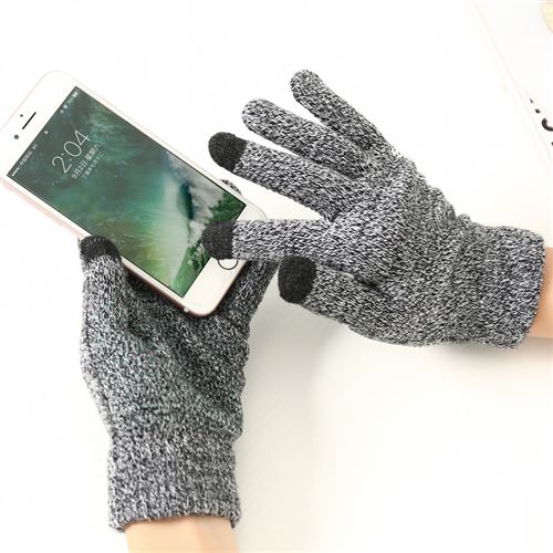 Gants Homme tactiles pour IPHONE Xs Max Smartphone Taille M 3 doigts Hiver (NOIR)