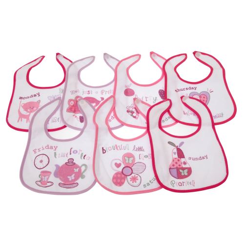 Bavoirs imprimés 7 jours de la semaine pour bébé (lot de 7) - Bébé (Nouveau-né) (Rose) - UTBABY806