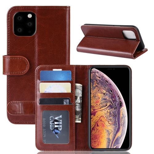Etui en PU cheval fou flip marron avec support pour votre Apple iPhone 6.5 pouces (2019)