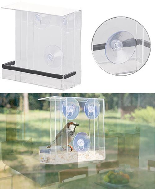 Comparer les prix de Royal Gardineer : Mangeoire à oiseaux avec 2 compartiments à graines et fixation par ventouses