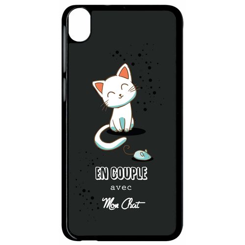 Coque Htc Desire 820 En Couple Avec Mon Chat Fond Noir 2