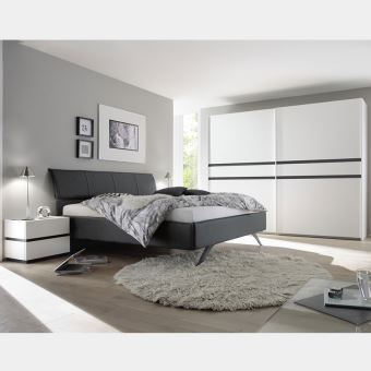 Chambre Adulte Blanc Et Gris Laque Linus L 180 X P 200 Cm Achat Prix Fnac