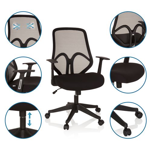 Chaise de bureau siège pivotant AMIKO maille tissu noir Chaise de bureau siège pivotant AMIKO maille tissu noir