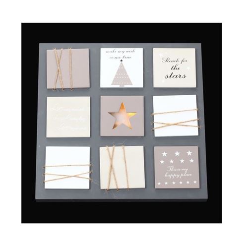 Cadre lumineux Noël 10 LEDS - Bois et plastique - H 35 x L 35 cm