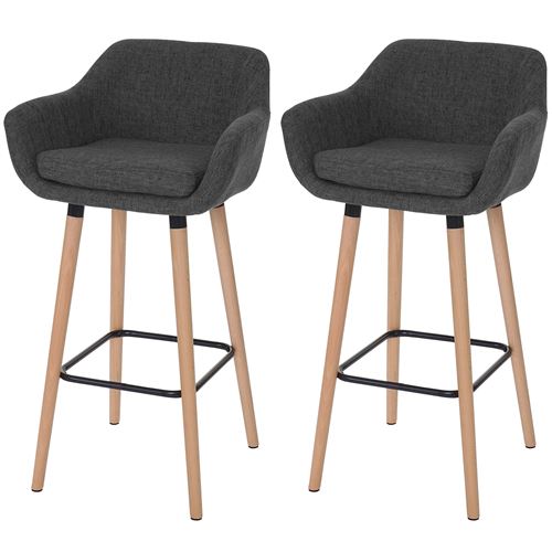 2x tabouret de bar Malmö T381 tissu gris foncé