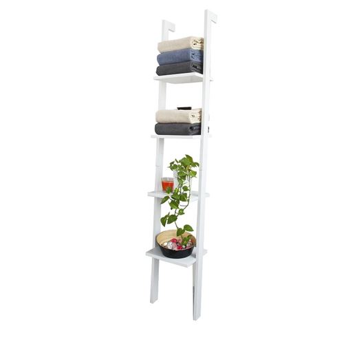 SoBuy® FRG15-W Bibliothèque Étagère murale style échelle, Étagère échelle 4 niveaux