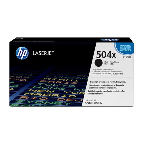 HP 504X toner LaserJet noir grande capacit&eacute; authentique CE250X