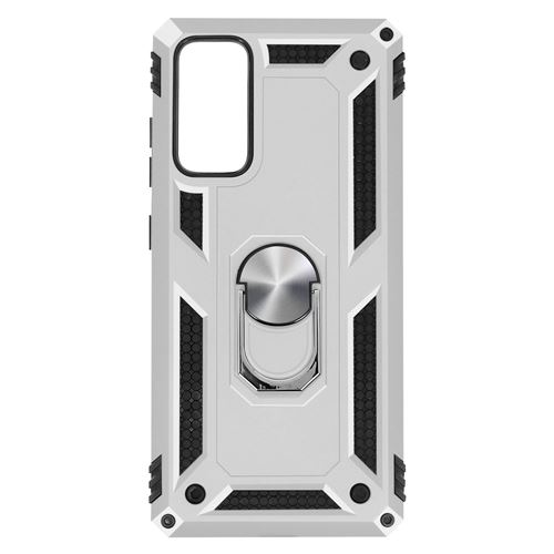 Coque pour Samsung Galaxy S20 FE Antichoc Bi-matière Bague Support Vidéo argent