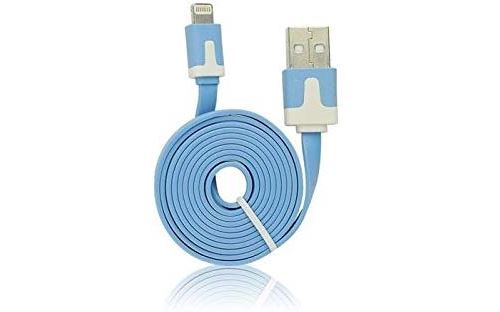 USB Câble Plat pour iPhone/iPhone 5/6/SE/5s/6s/iPad Mini Bleu