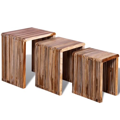 Set de 3 tables gigognes en teck recyclé