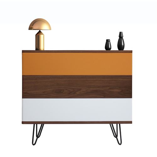 Commode noyer massif et laqu&eacute; COOPER Pirotais Bois massif Orange 