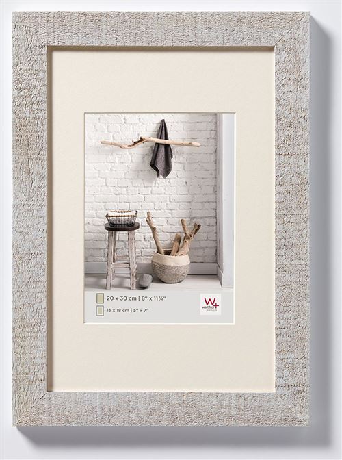 Walther Design Home Cadre en bois, Bois, gris clair, 15 x 20 cm