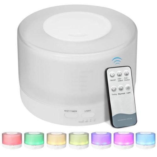 Diffuseur d'Huiles Essentielles 500ML,Humidificateur d'air 7 Couleur LED