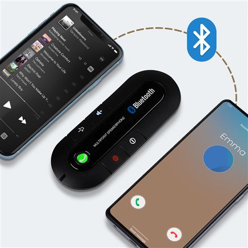 Kit Main Libre Voiture Bluetooth Multipoint Fixation Pare Soleil