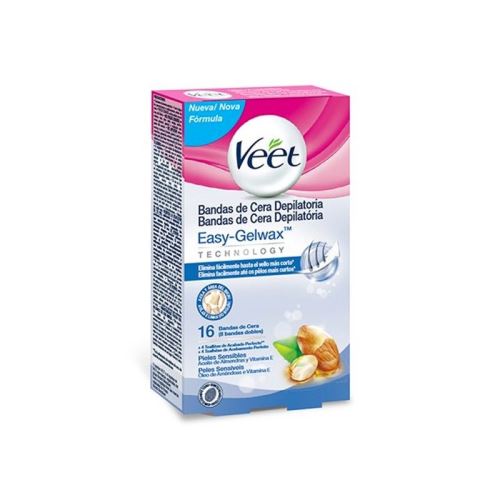 Bandes de Cire Dépilatoire Aisselles et Zone du Bikini Peaux Sensibles Veet (Pack de 16)